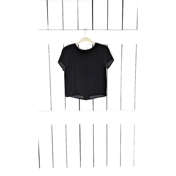Vintage GAP black velour velvet short sleeve back button down top - Picture 1 of 3